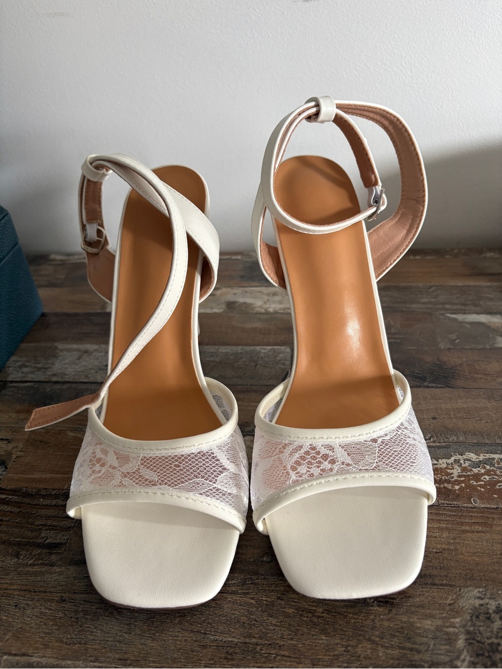 Elegant White Lace Ankle-Strap Women’s Heels